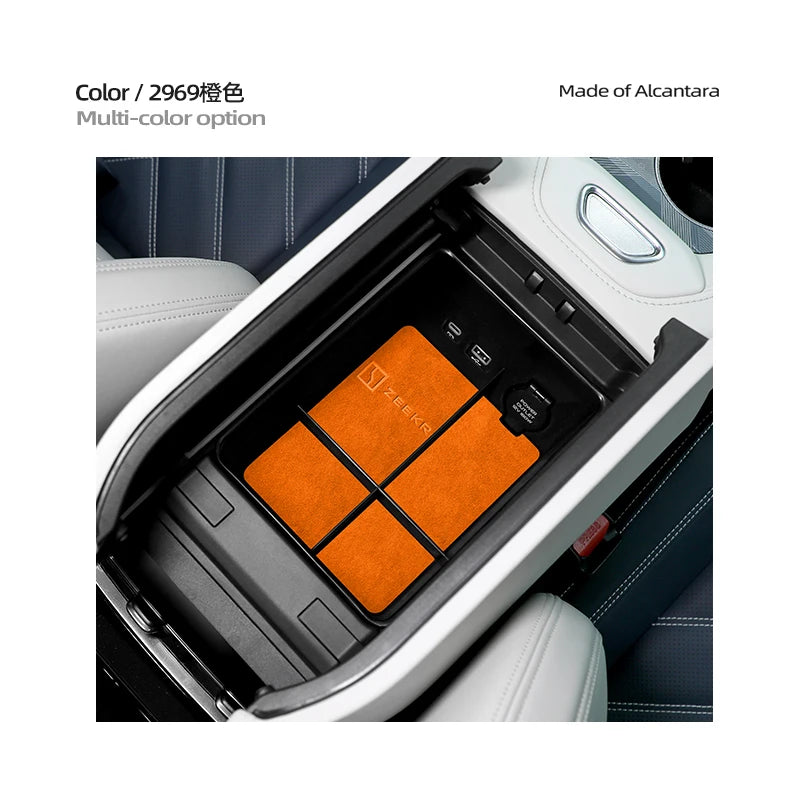 For ZEEKR 001 Center Control Storage Box Storage Box Shelf Armrest Box alcantara suede Interior Car Supplies