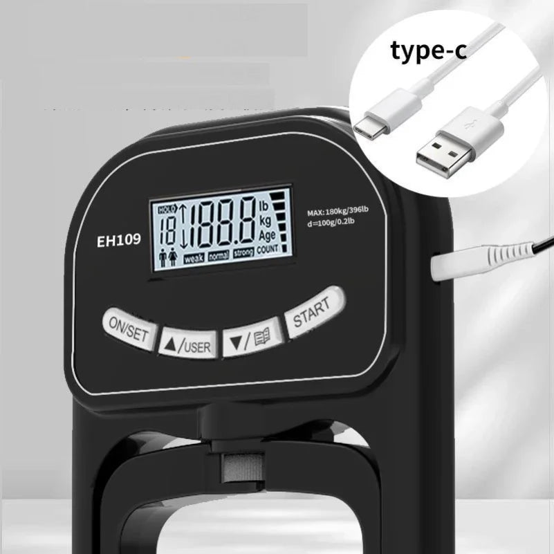 Grip Strength Tester 265Lbs/120Kg Digital Hand Dynamometer Grip Strength Meter USB LCD Screen Hand Grip for Power Training