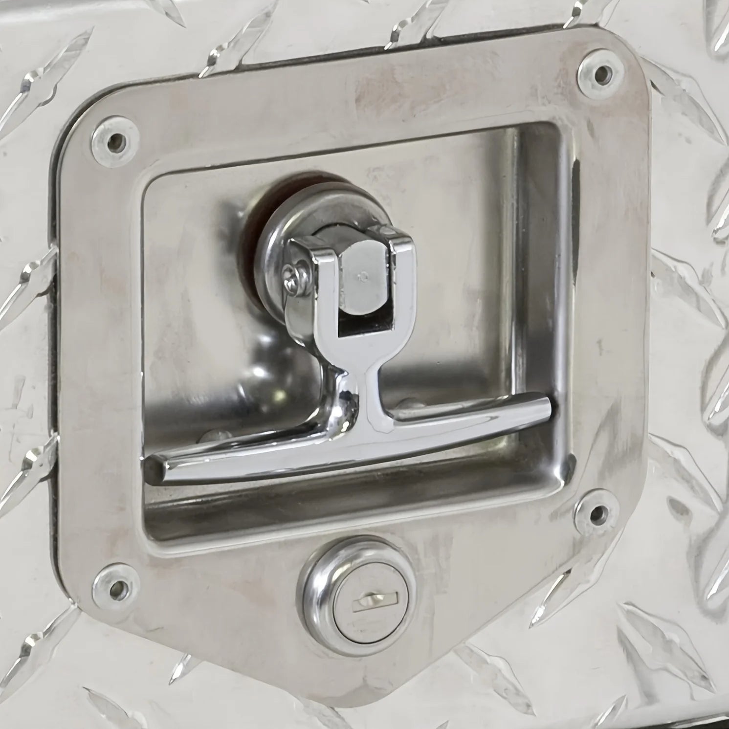 1PC Stainless Steel T-Handle Latch for Truck Bed Toolbox - Rear Placement, Non-Waterproof, Latch Closure with Keys