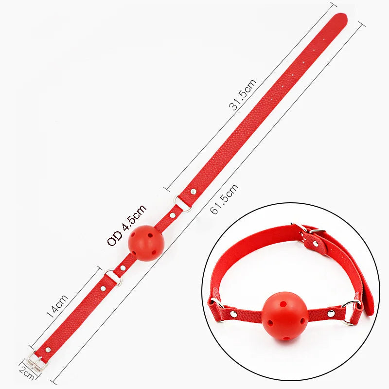 4 Colors Faux Leather Mouth Gag Adjustable Plastic Ball Adult Flirting Fetish Roleplay Game Props Couples BDSM Bondage Sex Toys