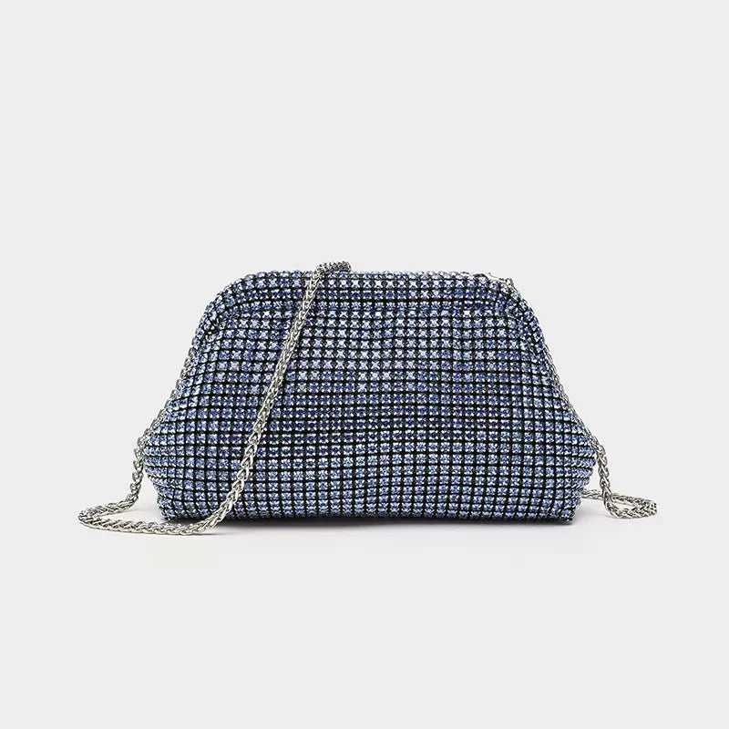 Luxury Shiny Rhinestones Handmade Evening Clutch Bags New Cloud Folds Purses and Handbags Wedding Party Chains Crossbody Bags