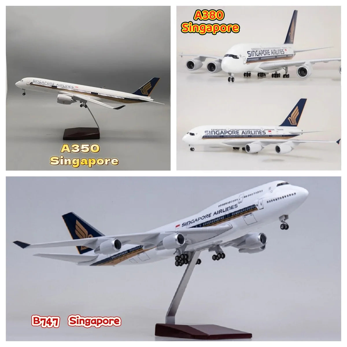 Singapore Airways A350/A380/B747 scale aircraft Toy 47CM Airplane model Light Wheel Diecast Resin Plane model plane kits