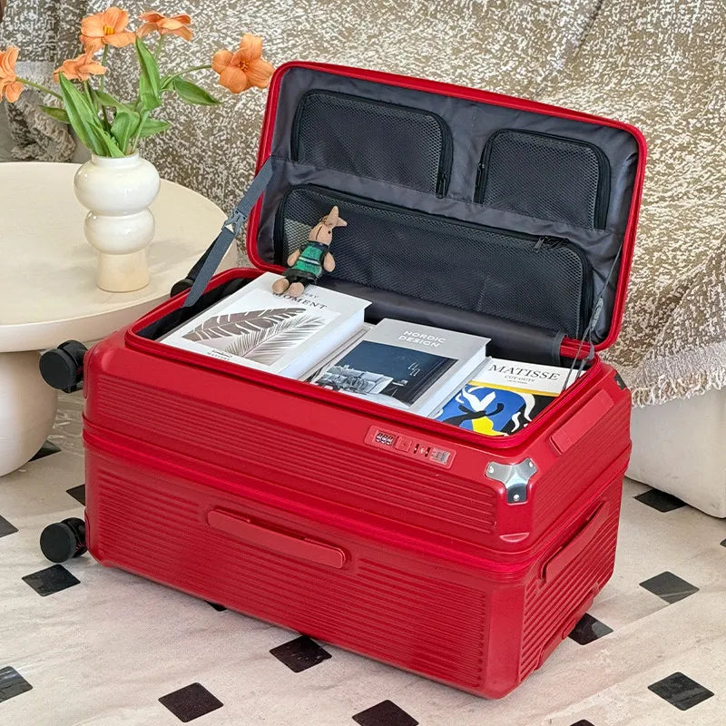 Expandable Large Size Travel Suitcase 32/34 inch Side Opening Large Deep Compartment Five-Wheel Luggage Thickened valise voyage