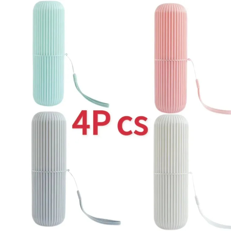 Travel Toothbrush Box Vertical Stripe Portable Mouthwash Cup Brushing Cup Washing Cup Toothware Box Toothpaste Storage Boxes