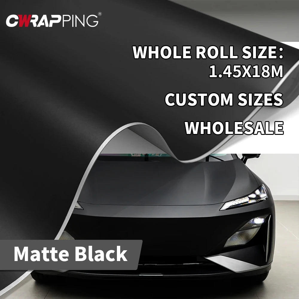 Matte Black Wrap 145x300cm Car Film Covering Roof Hood Protection Foil DIY Motorcycle Sticker Vinyl Wrap for Custom Fit Car Film