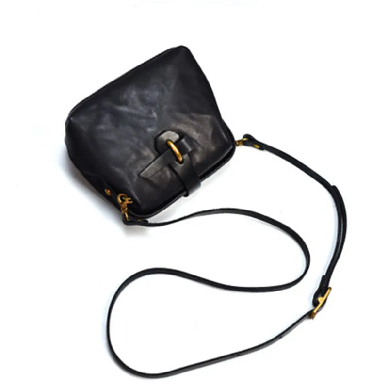 Fashion Genuine Leather Mini Ladies Shoulder Bag Natural First Layer Cowhide Women's Weekend Party Green Small Crossbody Bag