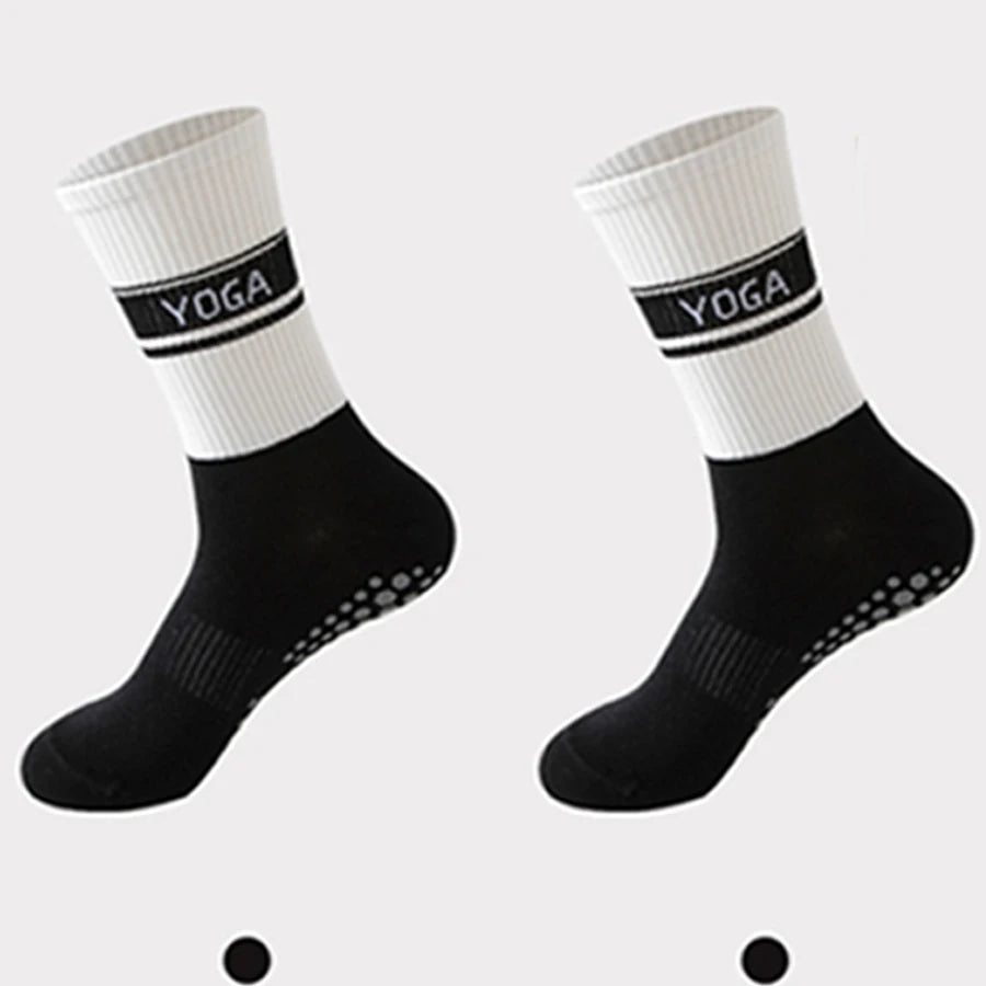 2 Pairs Professional Yoga Socks,  Cotton Strapping Silicone Anti-Slip Pilates Fitness Dance Floor Socks