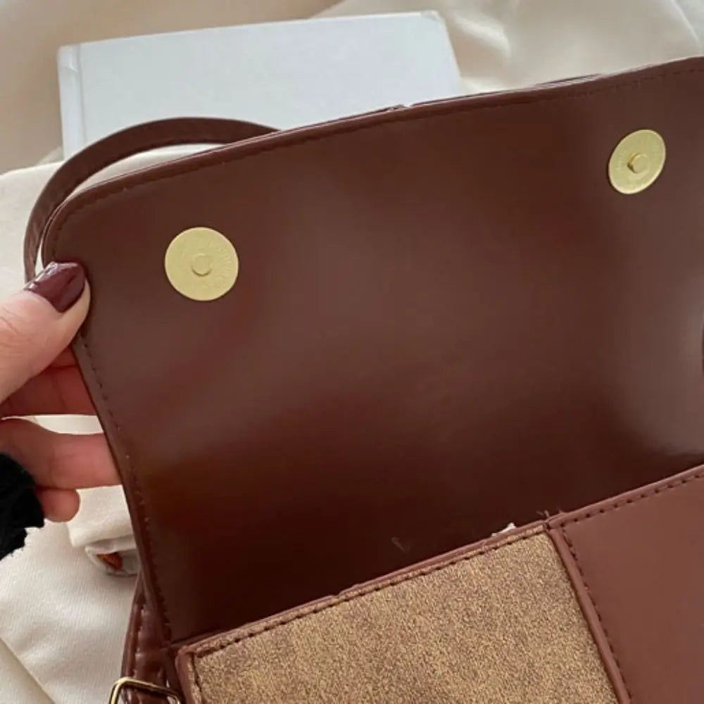 Messenger Bag Color Blocking Women Shoulder Bag Portable Korean Style Mini Travel Bag PU Handbag Ladies Crossbody Bag Travel