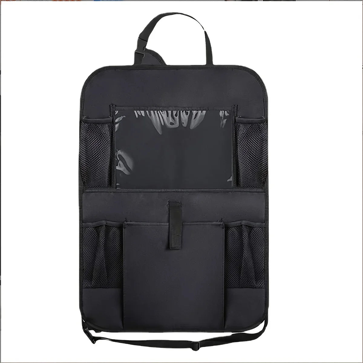 Black Car Backrest Anti-Kick Storage Bag, Car Storage Bag, Seat Back Oxford Cloth Storage Bag, Flat Car Seat Back Bag, 1 PC