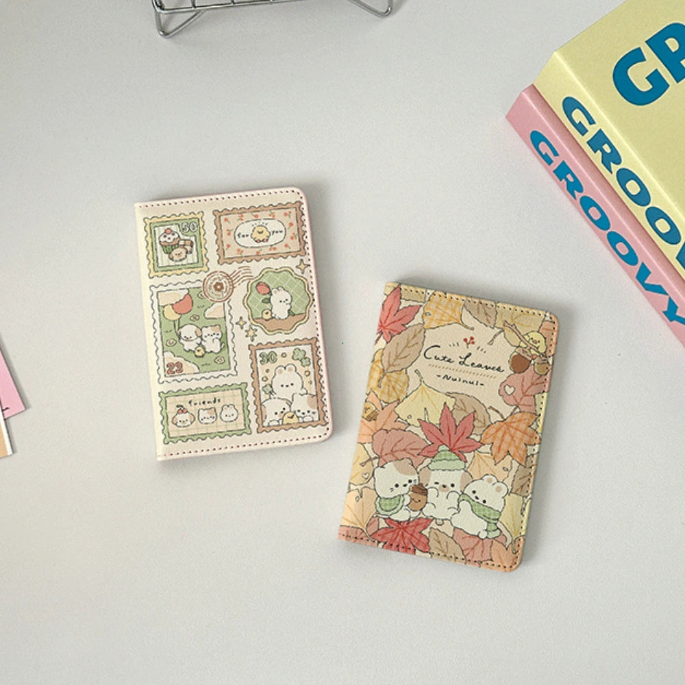 Cartoon Rabbit Passport Holder Pu Leather Multi-function Card Clamp Wallet Waterproof Light-weight Passport Cover Travel Outdoor