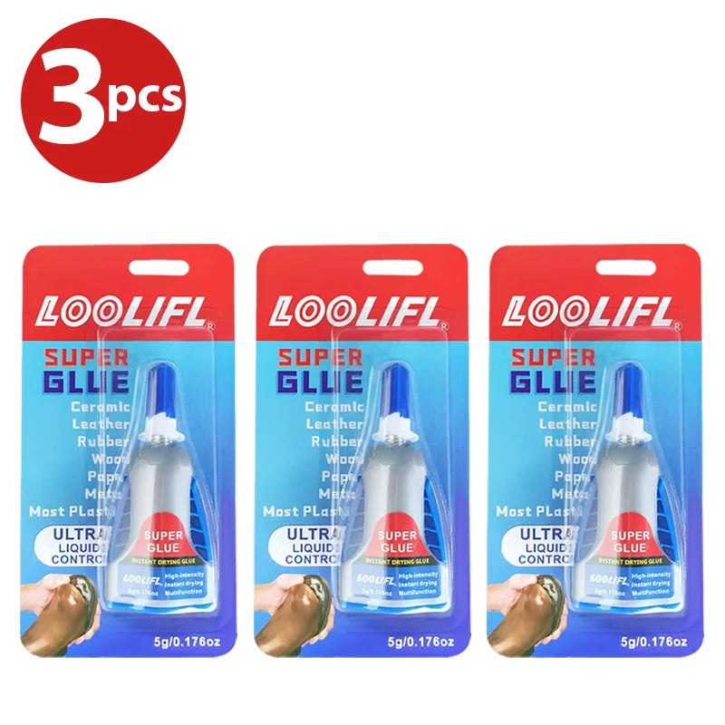 5g Super Glue Squeeze Tube Strong Adhesive Instant Dry Waterproof Home Repair for Plastic Wood Ceramic Metal
