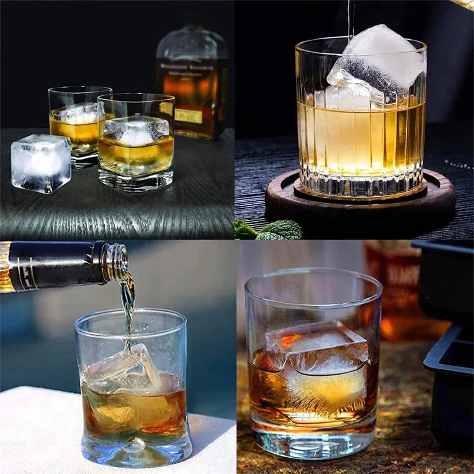 8 Grids Large Ice Cube Tray with Lid Food Grade Silicone Rubber Colorful Square Ice Cube Mold For Cocktail Iced Coffee Kitchen
