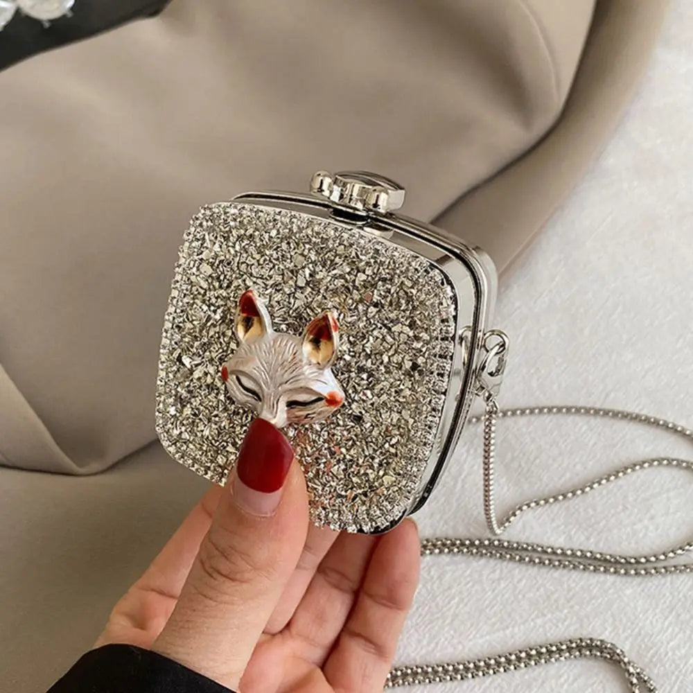 Handbag Gold/Silver Rhinestone Evening Bag Irregular Shape Elegant Banquet Chain Bag Small Wallet Shinny Mini Lipstick Bag Gift