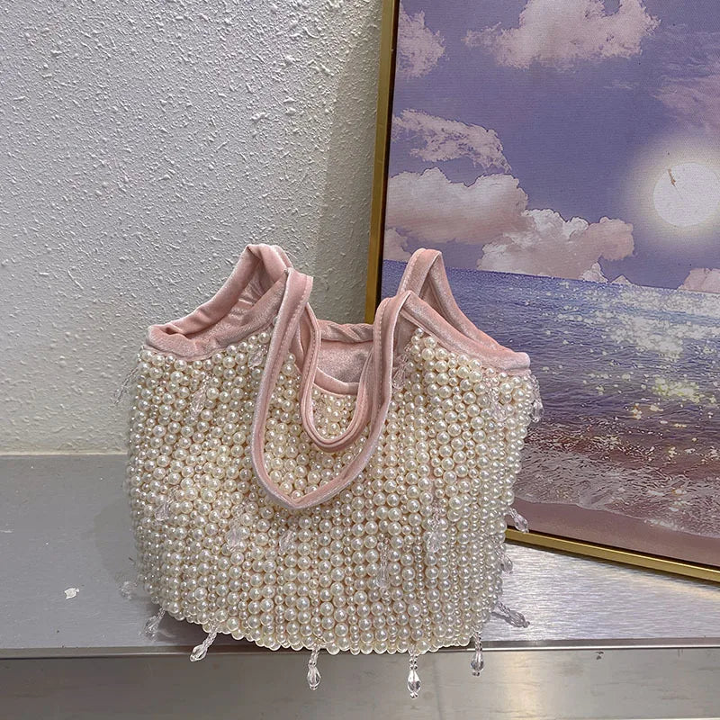 Fashion Sweet Trend Bag Handmade Beaded Tassel Portable Large Capacity Portable Shoulder Bag