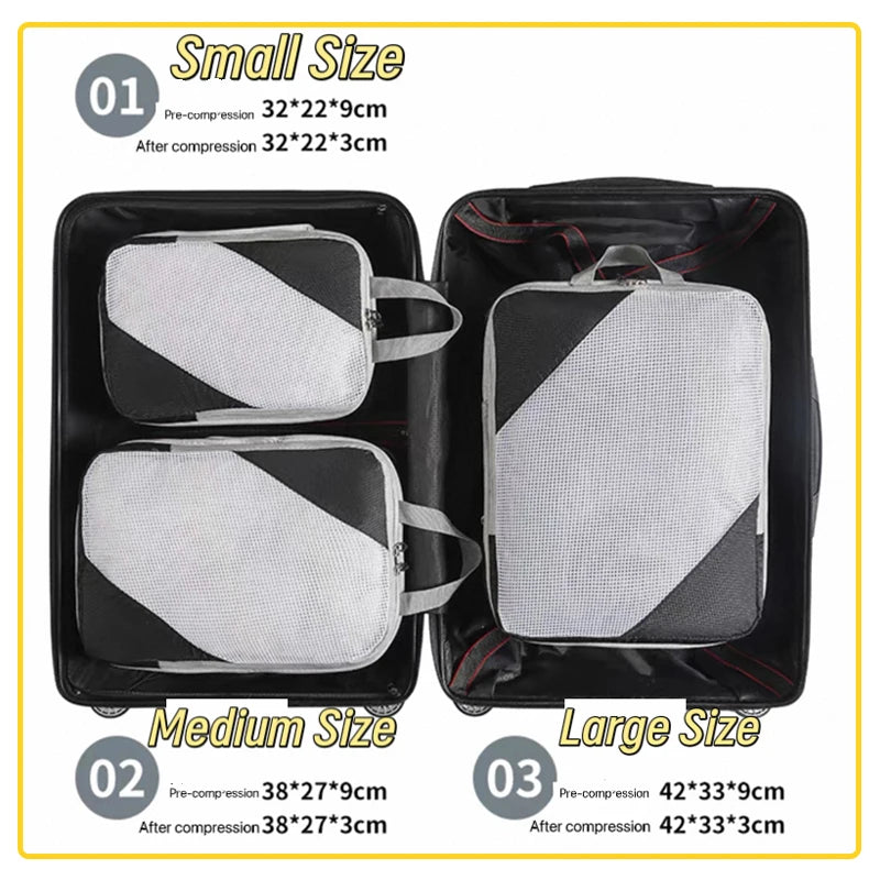 6Pcs/Set Travel Compression Packing Cubes Bag Portable Suitcase Clothes Organizers Compression Bag Luggage Storage Cases Drawer
