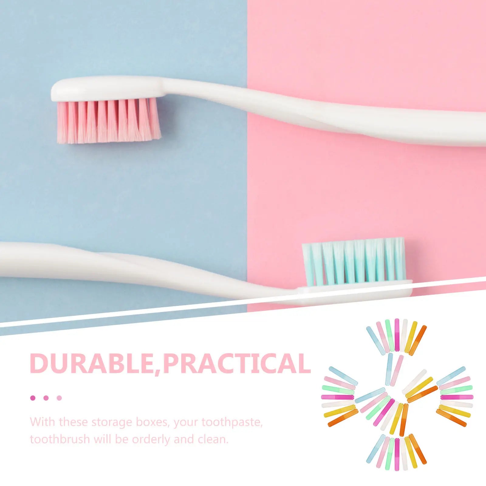 40Pcs Toothbrush Box Set Compact Travel Toothbrush Container Simple Design Easy Open Close Toothpaste Storage Box for Vacation