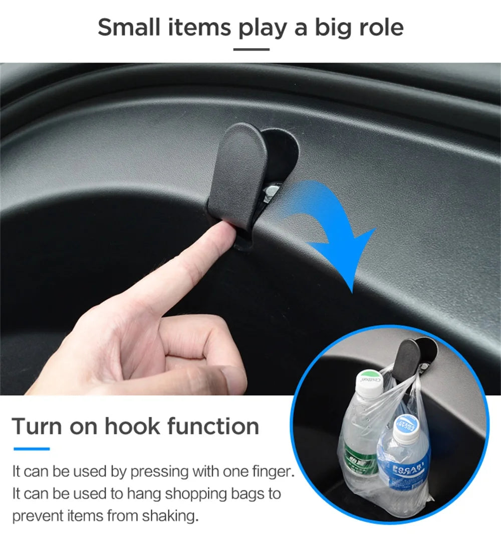 2 Pcs Car Front Trunk Hook for Tesla Model 3 2017-2020 Eject Clip Installation Car Spare Box Hook ABS Auto Interior Accessories