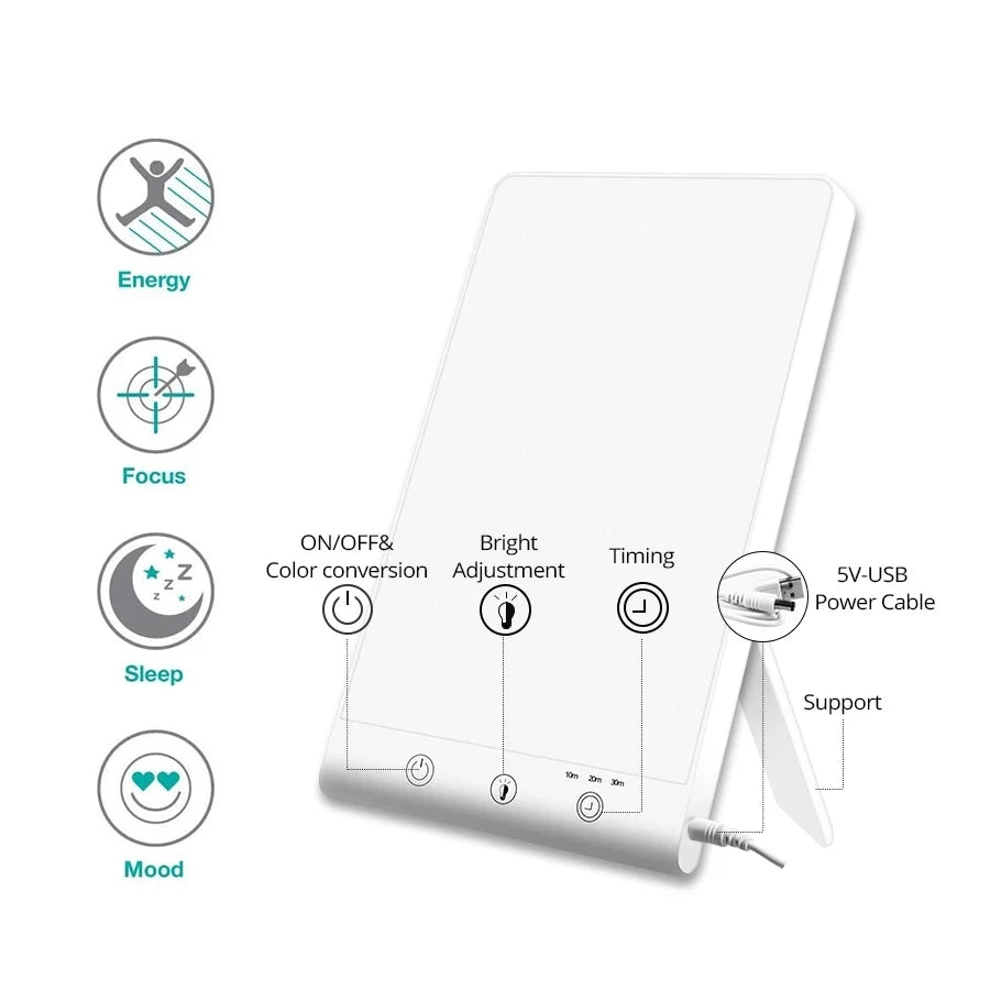 10000 Lux LED SAD Light Daylight Therapy Lamp 3200k Happy Mood Light Touch Dimmable for Winter Anti Depression LED NightLights