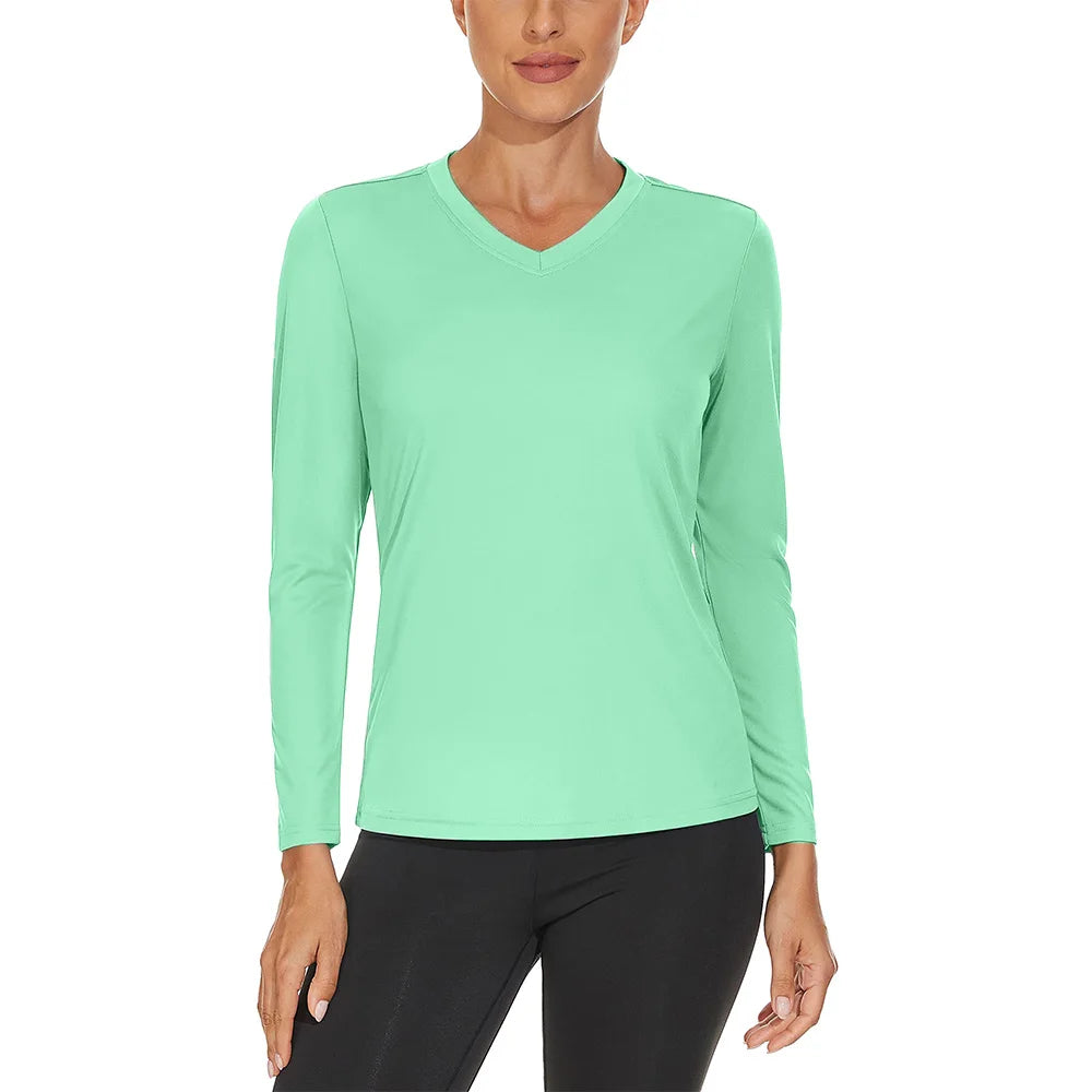 KEFITEVD UPF 50+ Women Long Sleeve T-shirts UV Sun Protection Outdoor Sport T Shirt Moisture Wicking Camping Hiking T-Shirts Tee