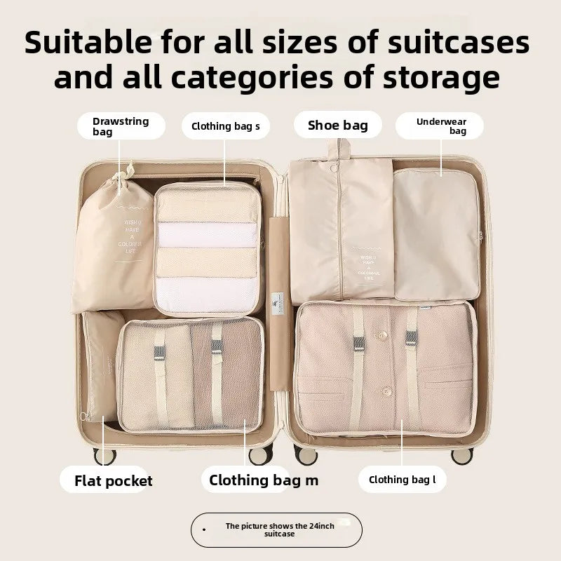 7pcs Set Travel Storage Bag Sub Packaging Multifunctional Cloth Luggage Organizer Compressible Clothing Storage Business Trip