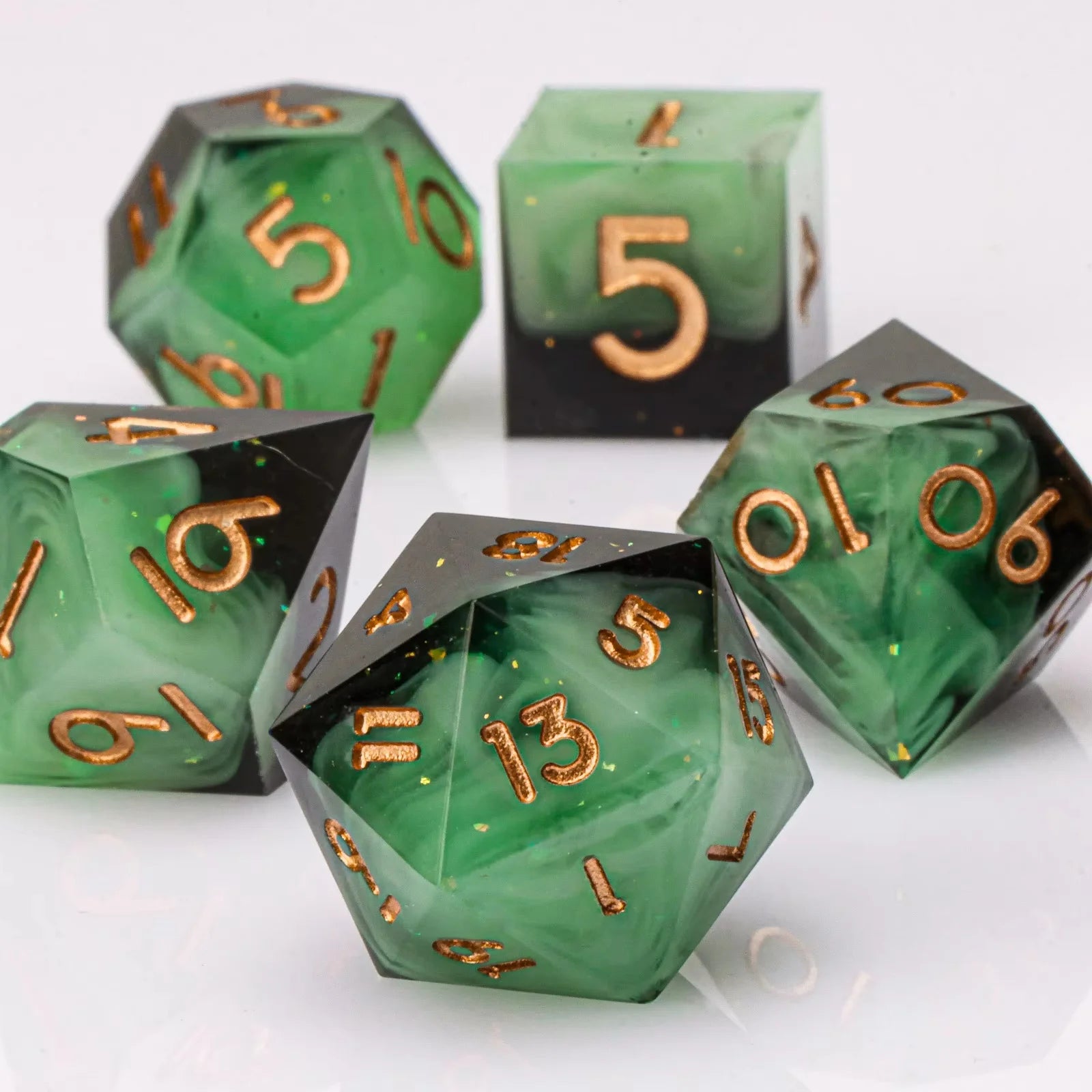 Dragon Eye Dice Set with Full Liquid Core & Sharp Edge | for D&D, Pathfinder RPG | Metallic Resin Dungeon Master Dice | for Gift