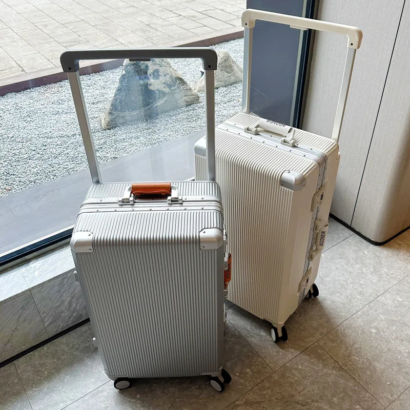 Travel Luggage aluminum frame 20-inch carry-on trolley suitcase 26-inch wide handle men women students 24-inch password luggage