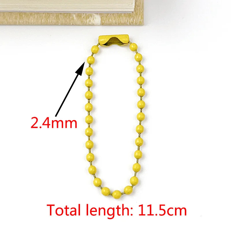 10 Colors 11.5cm 50-200piece 2.4mm Baking Paint Metal Bead Chain Round Wave Chain Handmade DIY Tag Keychain Toy Pendant Material