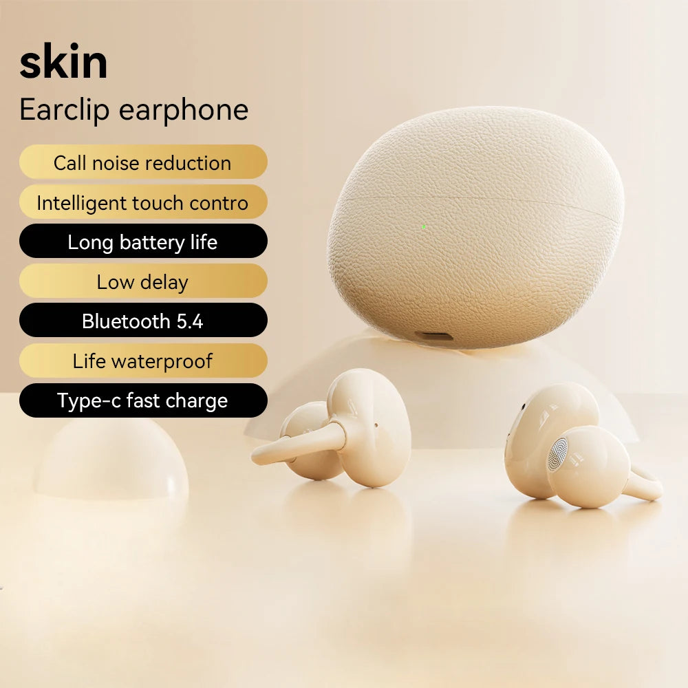 Fashion Plated Ear Clip Type True Wireless Bluetooth Headsets 0 Delayed Game HD Call Run Headphones Clip-On Earphones With Mic