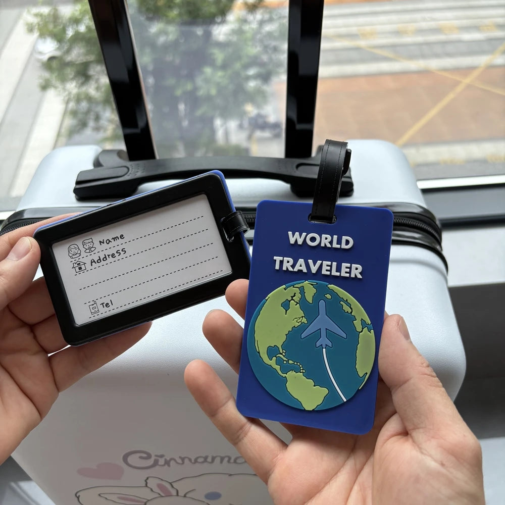 1/2Pcs Earth Style Luggage Tag Pendant Luggage Bag Station Airport Travel Anti-Loss Tag Can Write Information Identification Label