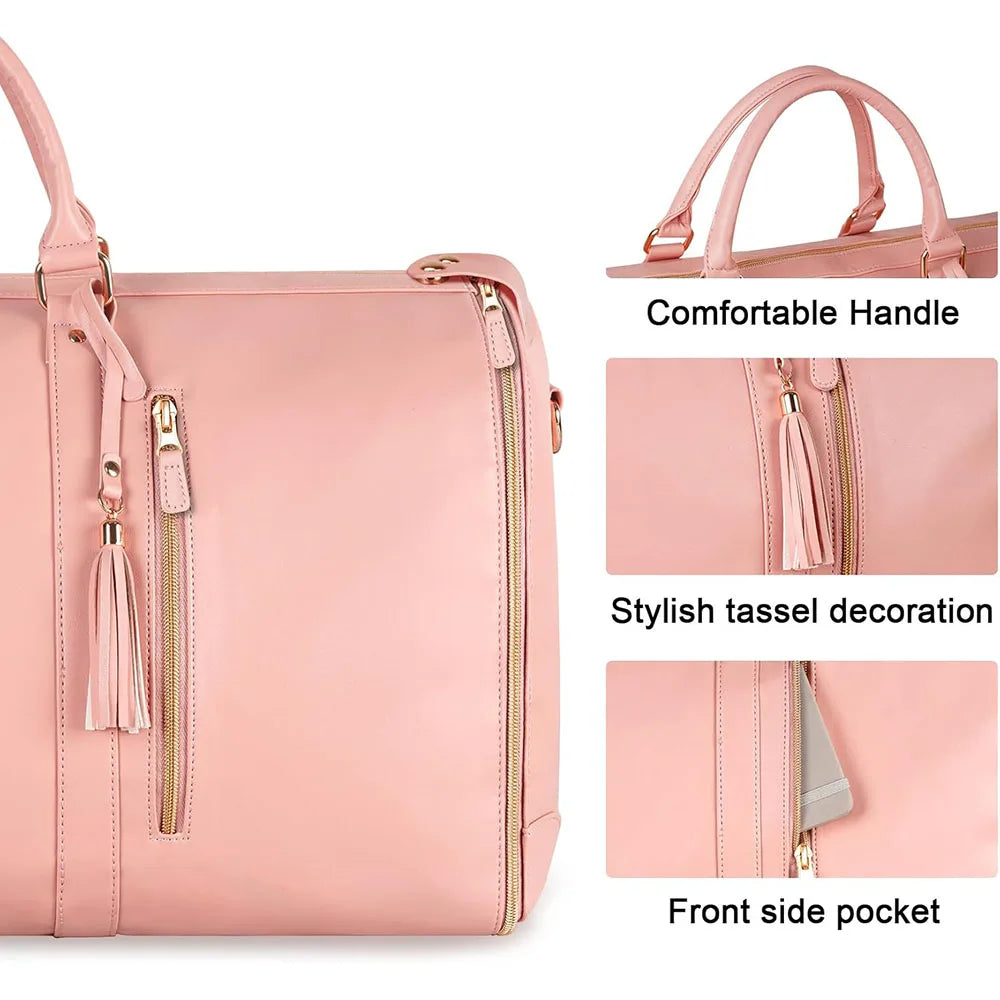 Garment Duffle Bags for Travel Luggage Bag for Women Foldable Multi-Function Storage Bag with Shoe Pouch 2 in 1 Hanging Suitcase