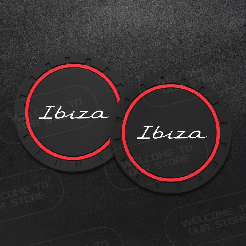 Car Silicone Coaster For Ibiza LOGO 6L MK4 FR Line TSI TDI 2Pcs Anti-Slip Water Cup Drink Mat Insert Coaster Pads Accessories