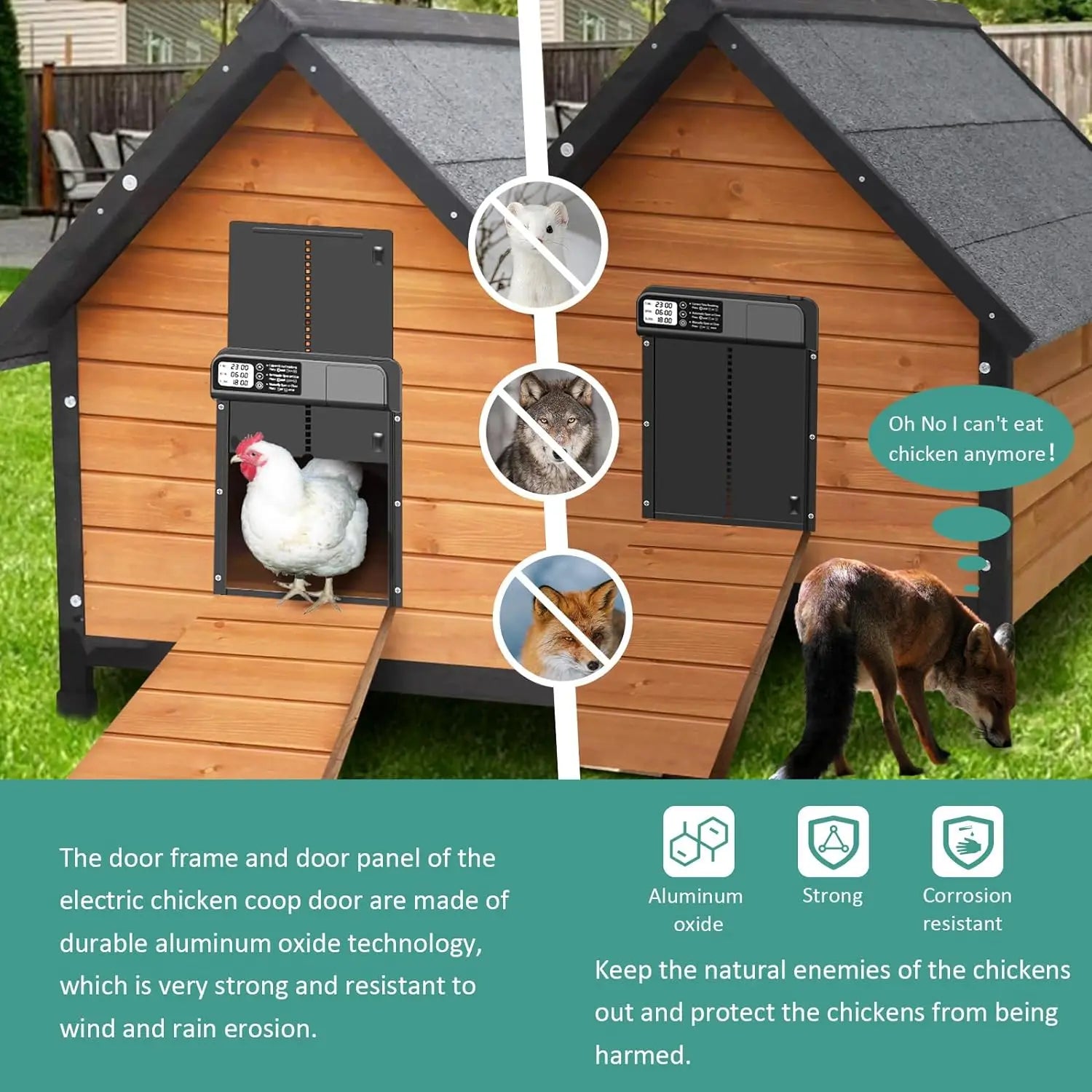 Safety Gate Anti-Pinch Function Small Pet Supplies LCD Display Automatic Chicken Coop Door Controlled Open Retractable Door