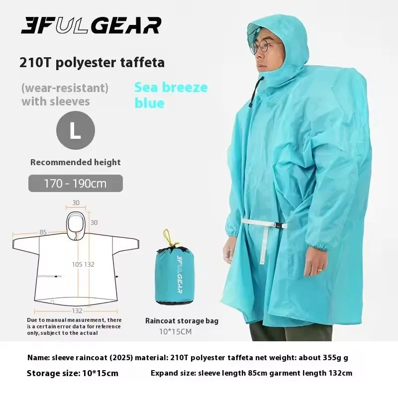 3F UL GEAR Ultralight Women's Men's Rain Coat Jacket Outdoor Camping Hiking Trekking 15D Nylon Waterproof Raincoat Lightweight