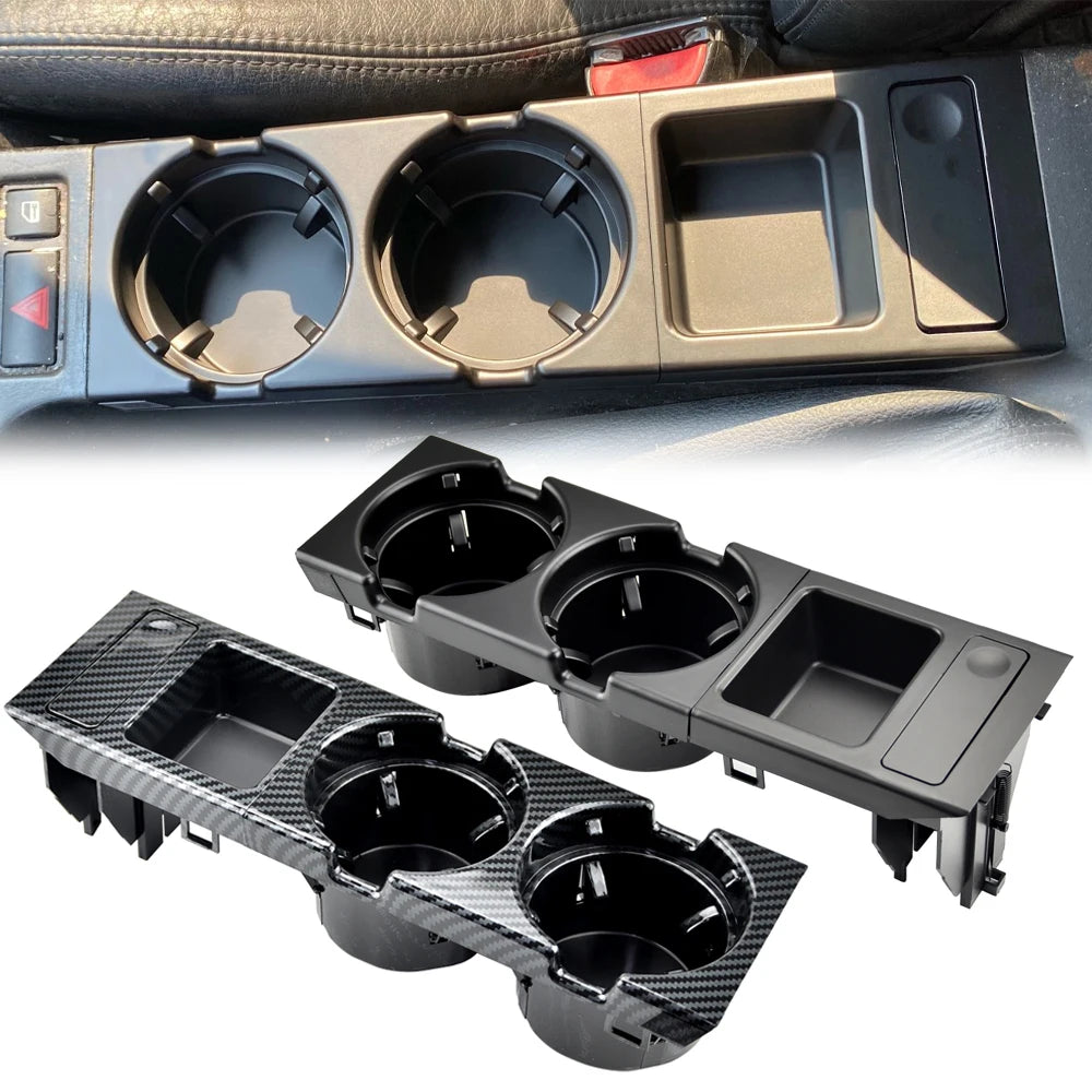 New Double Hole Car Styling Front Center Console Storage Box Coin + Cup Holder For Bmw 3 Series E46 323i 318I 98-06 51168217953