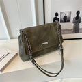2025 Winter LEFTSIDE Vintage Chain Leather Handbags Women Simple Tote Bag Casual Travel Crossbody Shoulder Bag