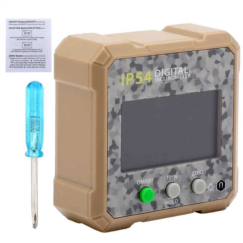 4×90° Magnetic Digital Inclinometer, IP54 Waterproof LCD Electronic Angle Finder, Precision Slope Measuring Tool for Woodworking