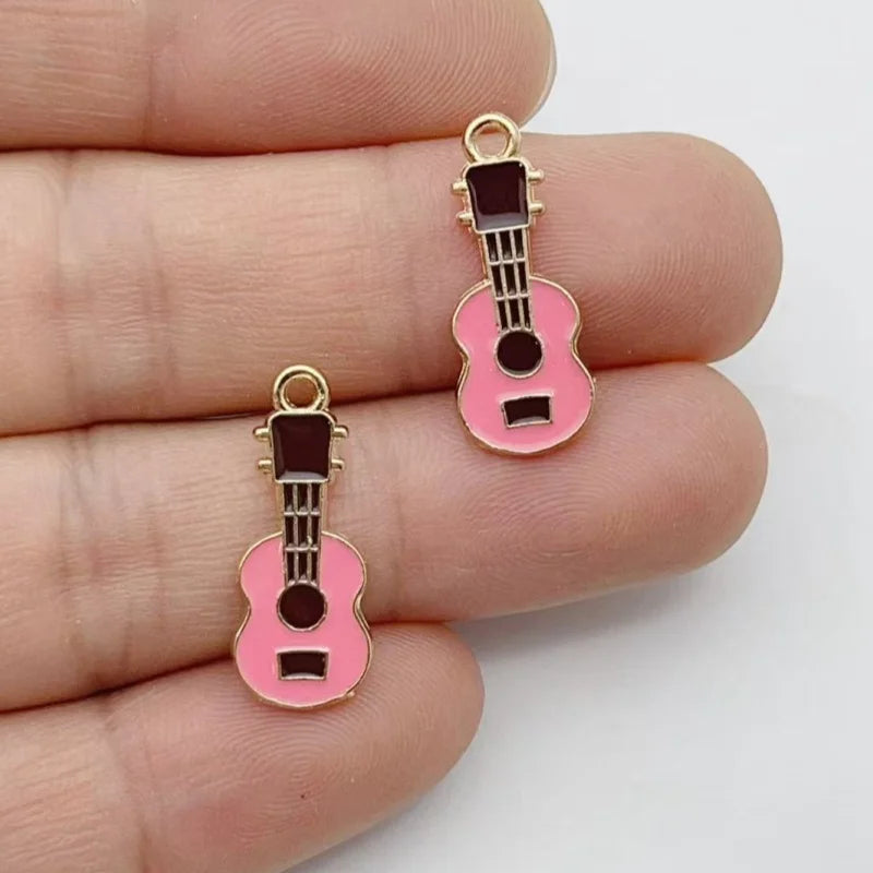 12pcs colorful guitar enamel pendants gold alloy instrument pendants DIY earrings bracelets necklaces jewelry making accessories
