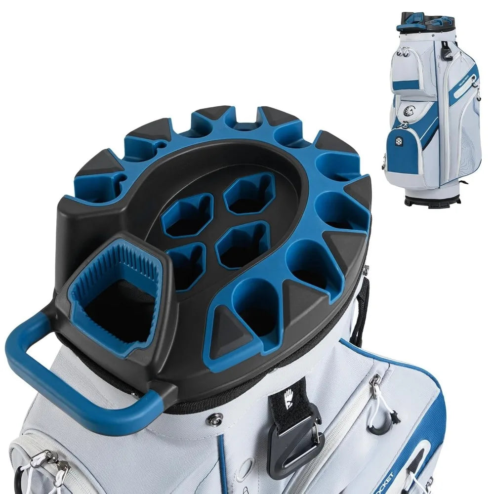 14-Way Full Length Dividers Golf Cart Bag,Molded Lock Top,11 Pockets & Cooler Pocket,Padded Design, Custom