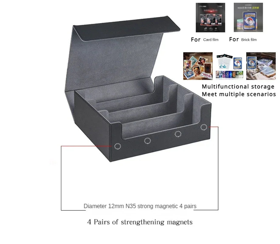 Storage Box For 1800/600/100+ Trading Cards PU Leather Commander Card Deck Case Magnetic Closure Card Holder for Magic Game Card