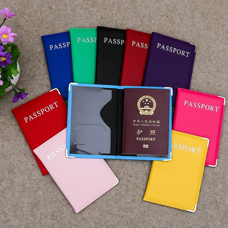1PC Pink Travel Passport Cover Women Pu Leather Cute Holder Passport Case Lovely Girl Passport Bags Travel Covers for Men Unisex