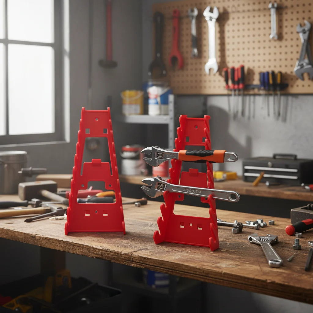 Red Wrench Organizer Plastic Wrench Organizer Tray Sockets Storage Tools Rack Sorter Standard Spanner Holders Wrench Holder