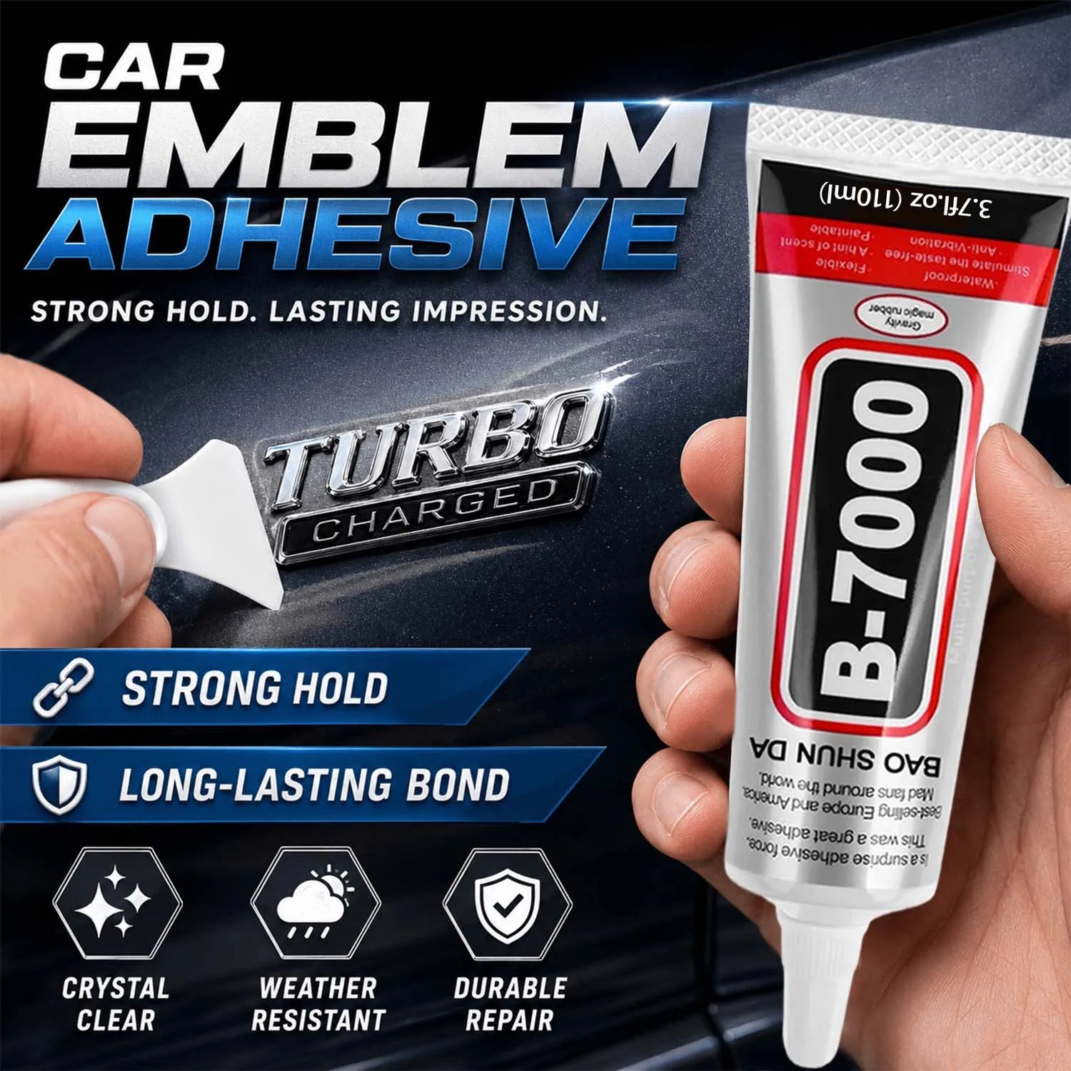 20PCS 15mL B-7000Car Emblem Repair Adhesive,strong transparent adhesive suitable for loose tail emblems, metal badges, plastic .