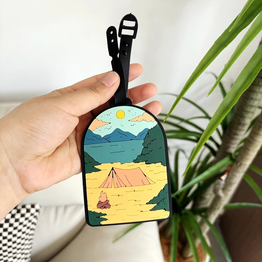 1/3/6pcs landscape luggage tags, station travel luggage check-in, anti loss tags, personal belongings identification tags, airpo
