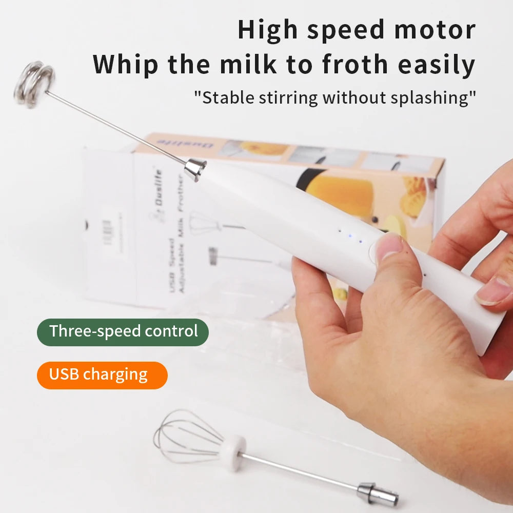 1 PCS Electric Egg Beater 3 Speeds Milk Frother Portable USB Mixer Hand Held Coffee Whisk Household Kitchen Gadgets Foamer