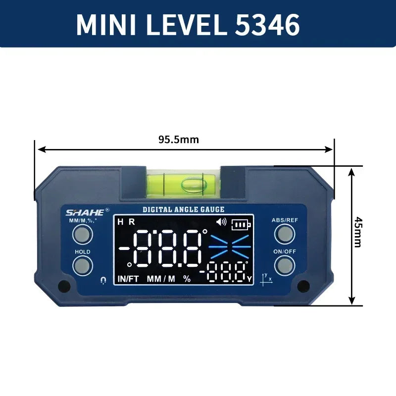 SHAHE Dual Axis Digital Protractor Inclinometer Rechargeable Digital Angle Finder Level Box With Optional Wireless Transmission