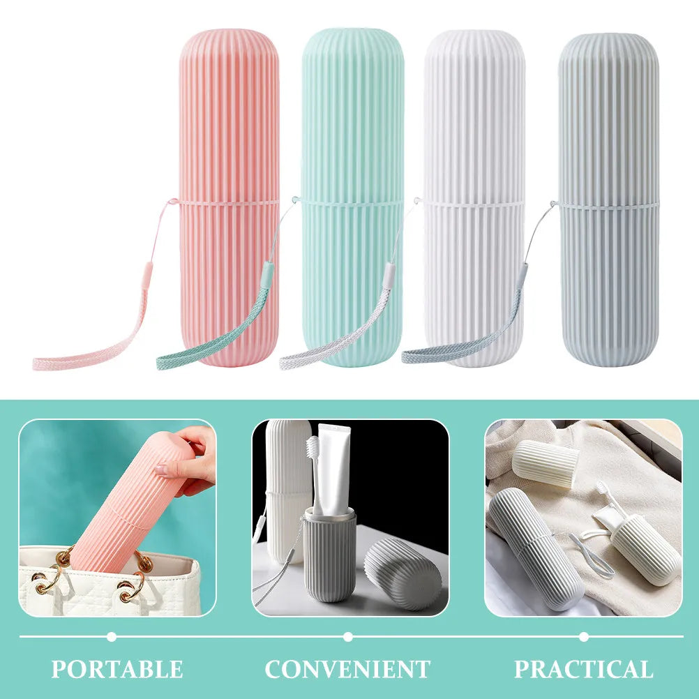 4pcs Holder Portable Travel Portable Toothbrush Container Travel Supply Bathroom Cup Toothpaste Container Compact Design