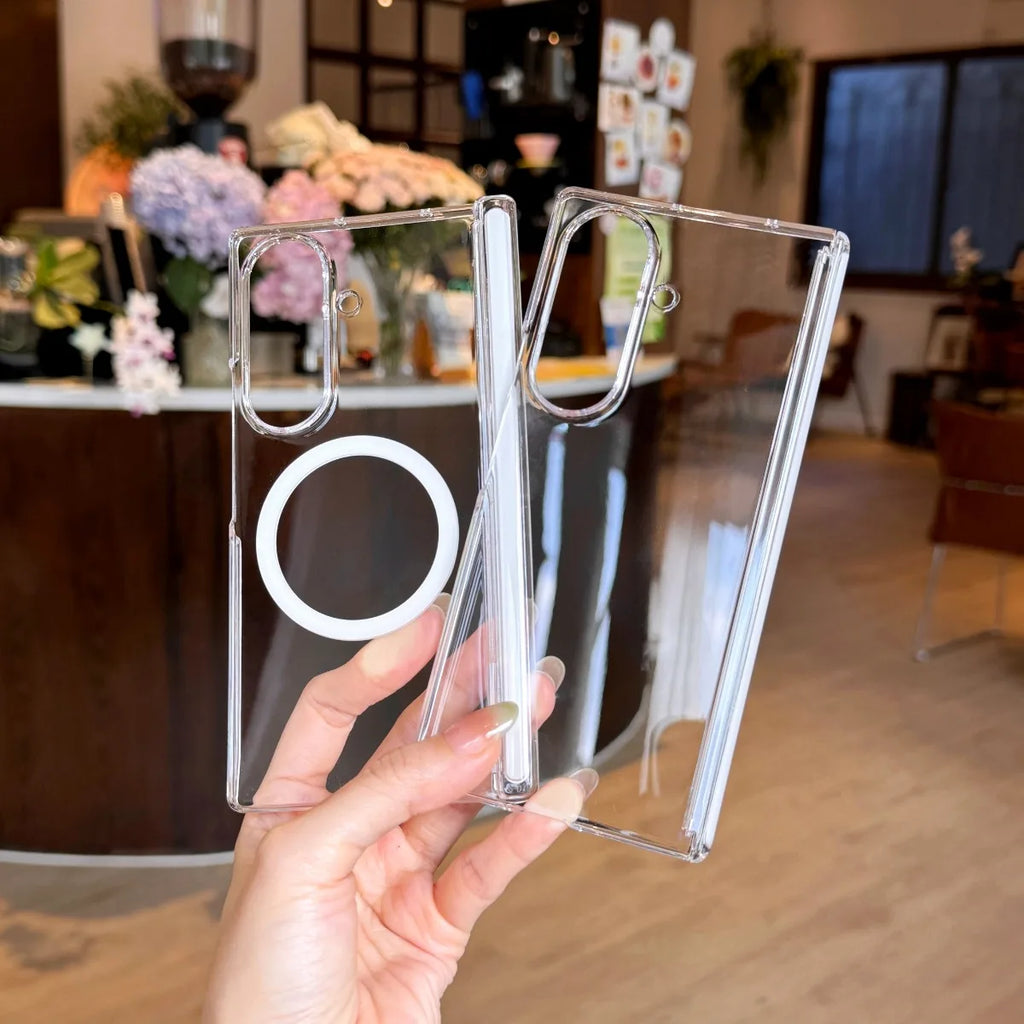 For Samsung Galaxy Z Fold8 Ultra Z Fold 8 7 6 5 4 5G for Magsafe Case Luxury Transparent Hinge Magnetic Wireless Charging Cover
