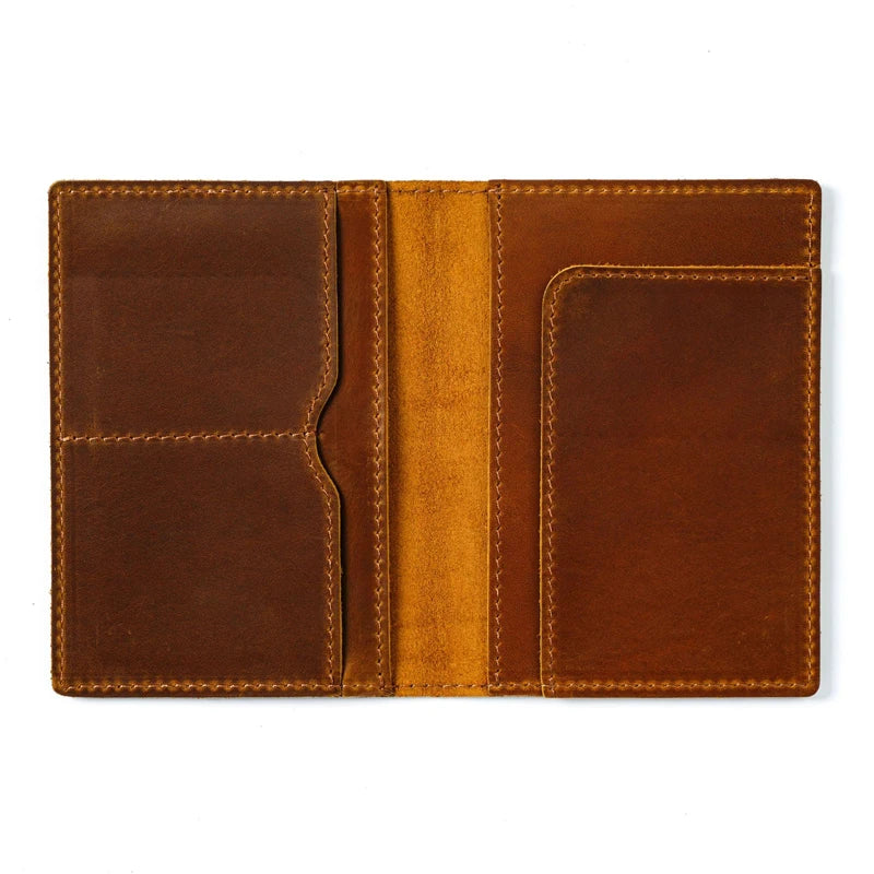 Genuine Leather Passport Holder for Men - Vintage Travel Wallet, Handmade Cowhide Document Organizer, RFID Blocking Cover