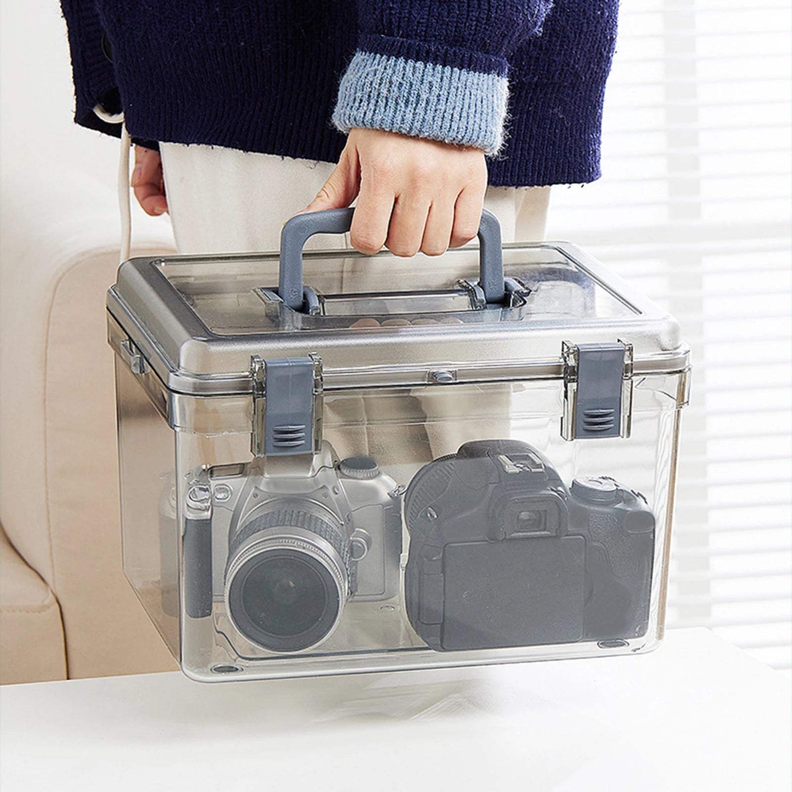 Camera Case with Handle Clear Sealing Drying Storage Box Good Anti Impact Durable Portable Dustproof Photographic Equipment Case