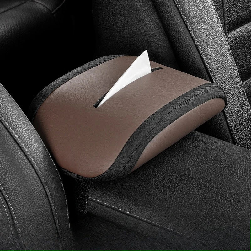 Car Tissue Bag Holder Leather Universal Auto Mounted Armrest Box Paper Box Storage Interior Seat Back Hanging Napkin Pockets